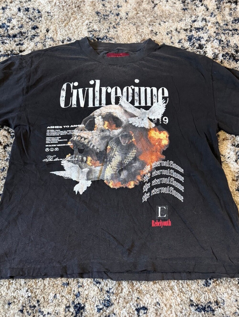 Civil Regime Ashes to Ashes Skull Tee Black L